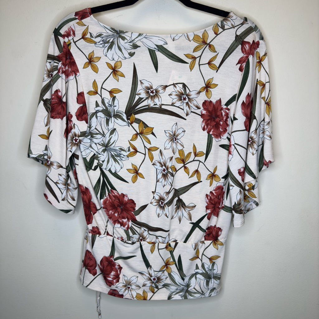 Naif Floral Print Faux Wrap Top - Size Small