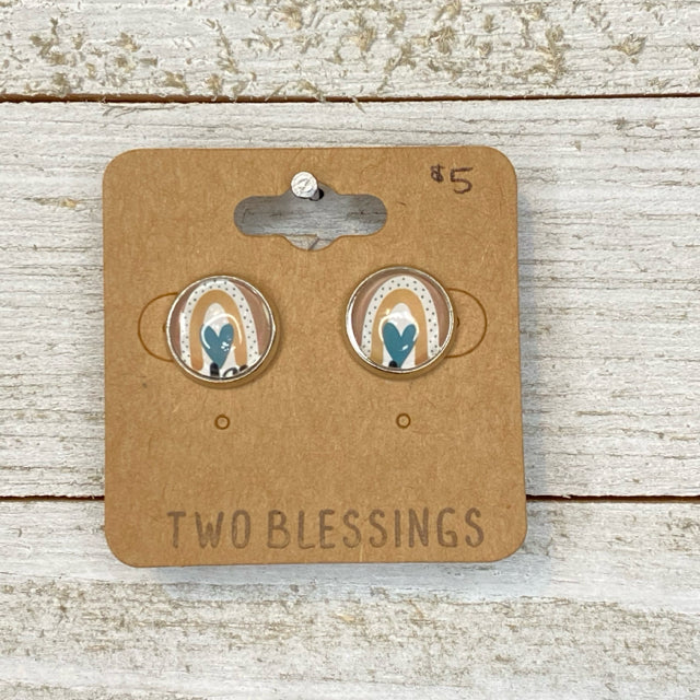 Two Blessings Earrings - Rainbow Heart