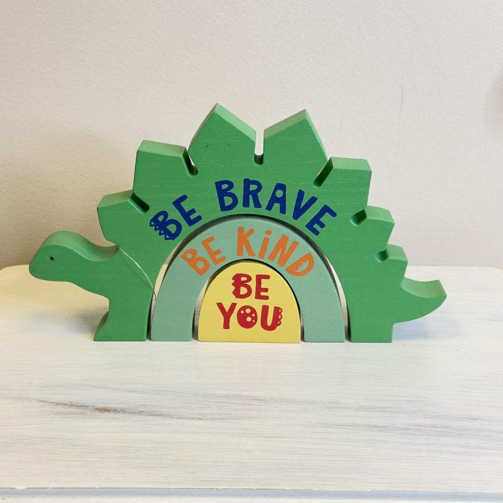 Be Brave Be Kind Be You Dinosaur Block Sign