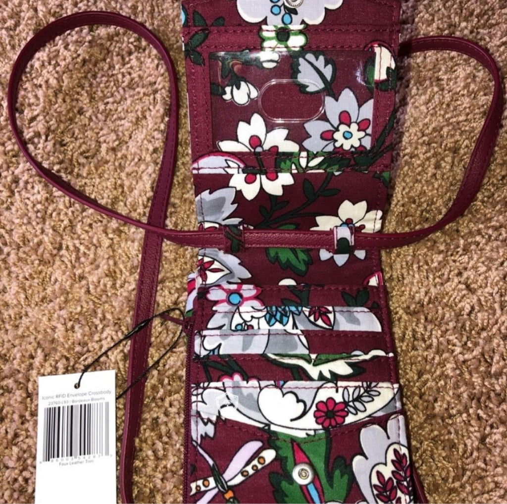 Vera Bradley Iconic RFID Envelope Crossbody Bordeaux Blooms