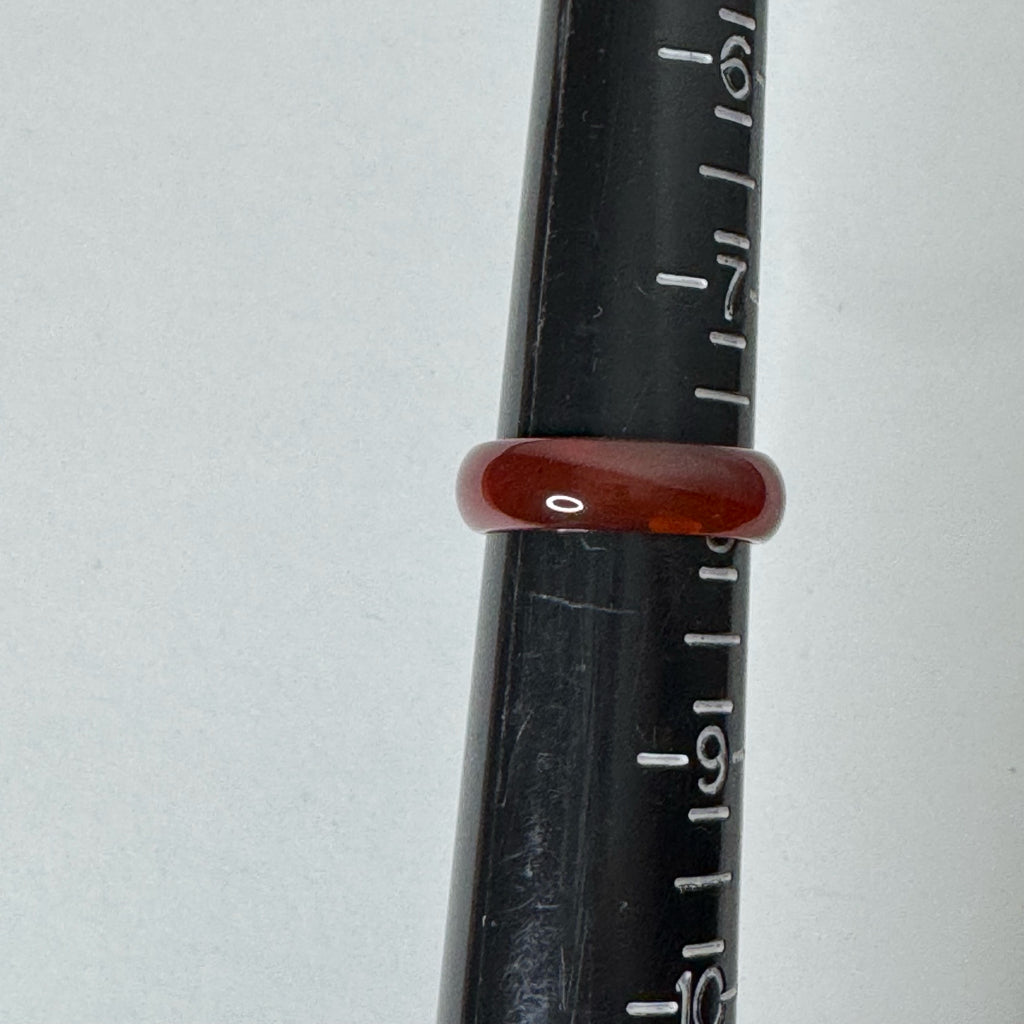 Translucent Red Agate Carnelian Carved Stone Ring - Size 8