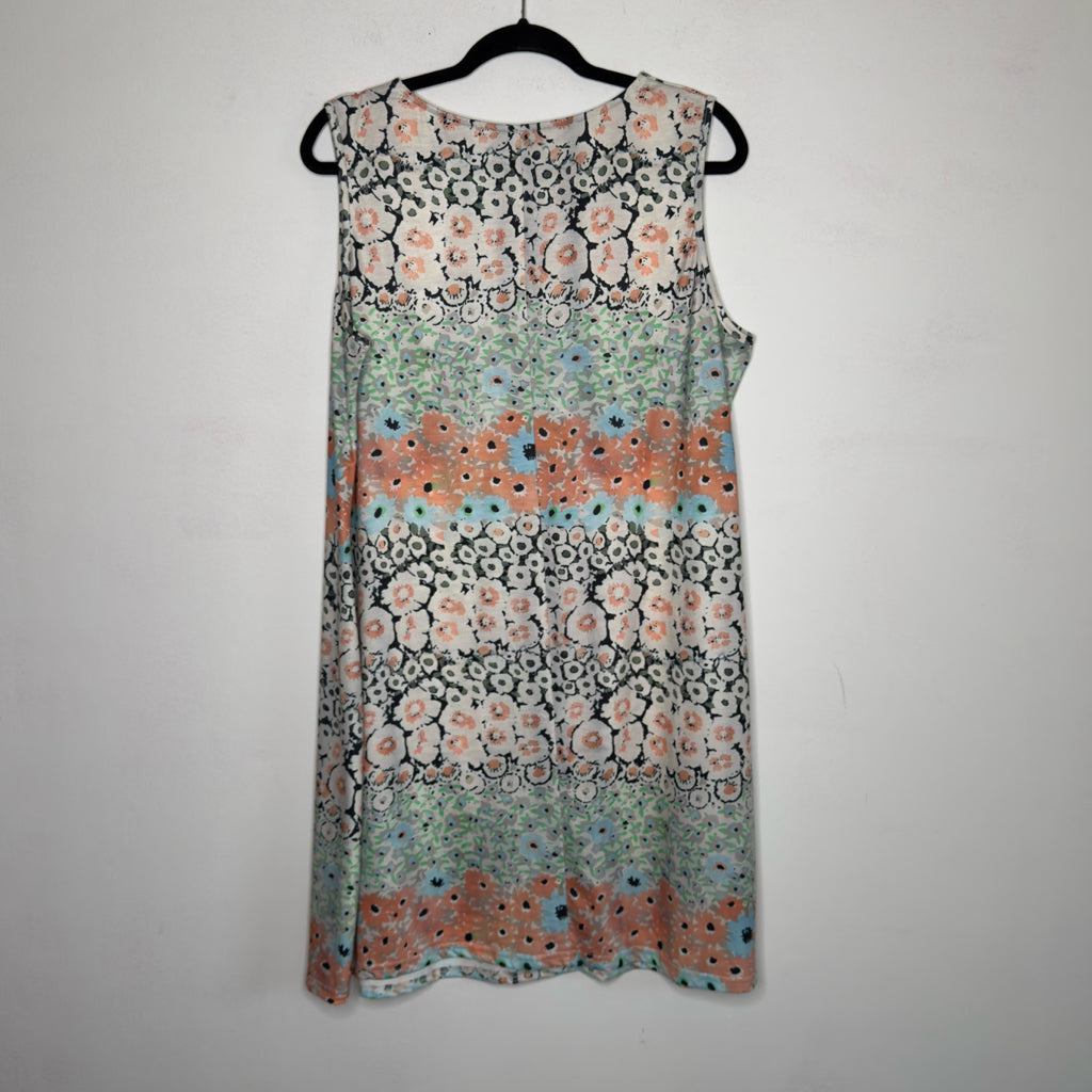 Multicolor Mixed Print Sleeveless Dress - Size 2XL