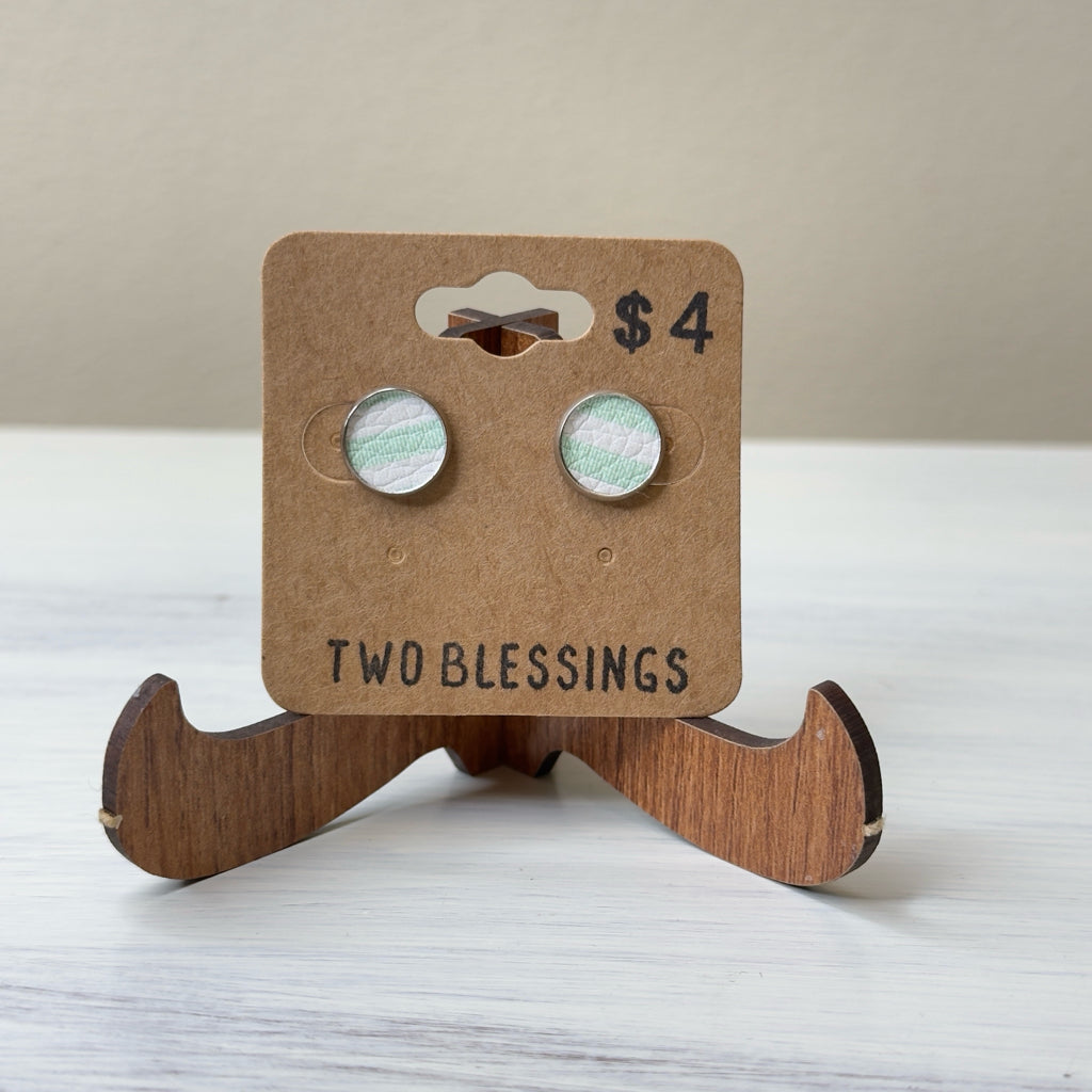 Two Blessings Earrings - Mint Green/White Striped