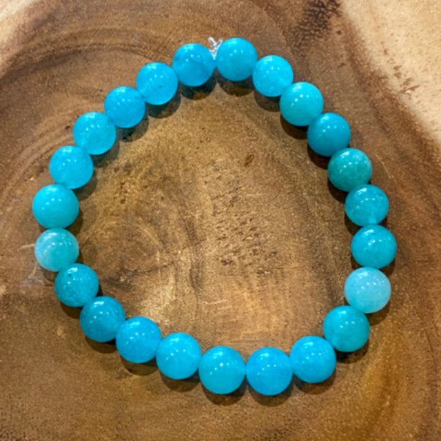 Inga Ann's Teal Dyed Agate Beaded Bracelet