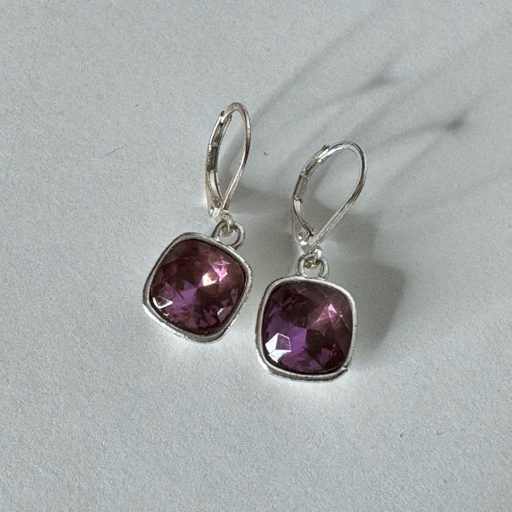 Purple Leverback Earrings