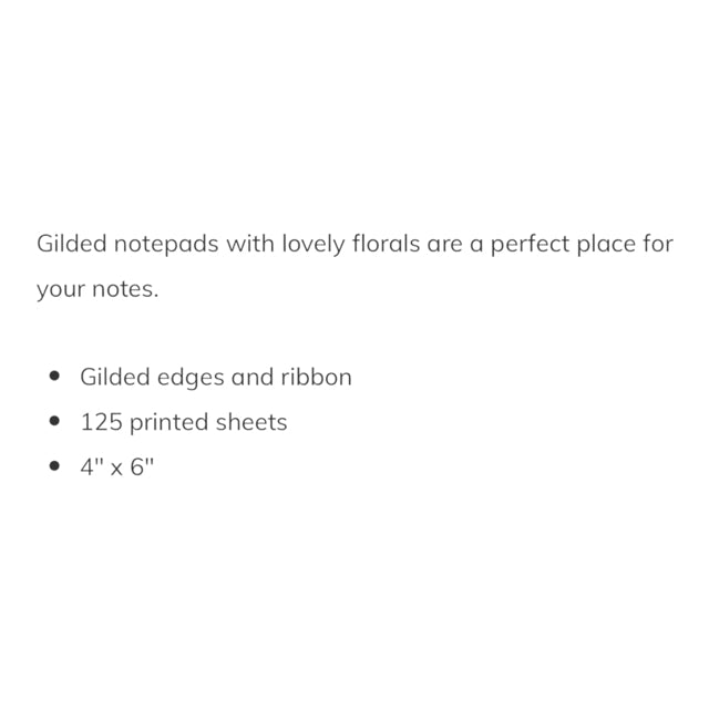 Cream Floral Wide Notepad