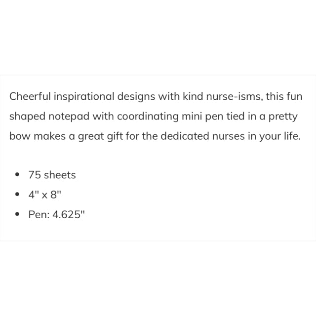 Nursing Is A Work Of Heart Die-Cut Notepad w/Pen