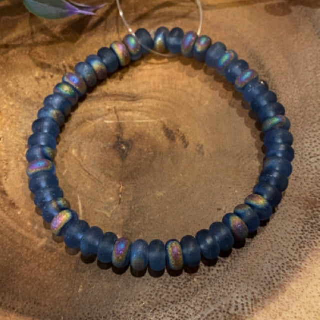Inga Ann's Blue Rondelle AB Beaded Bracelet