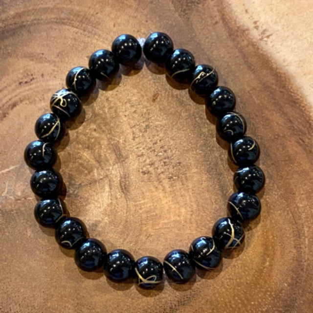 Inga Ann's Beaded Bracelet - Black & Gold