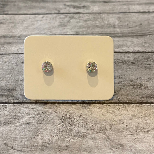 Clear Rhinestone Stud Earrings - Small