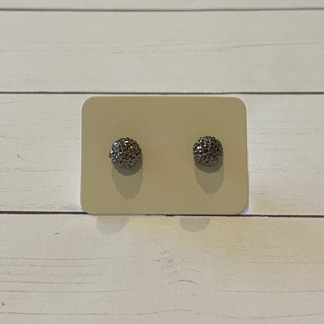 Textured Gray Sparkle Ball Earrings