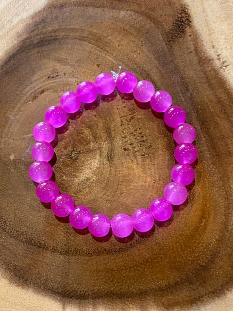 Inga Ann's Hot Pink Glass Beaded Bracelet