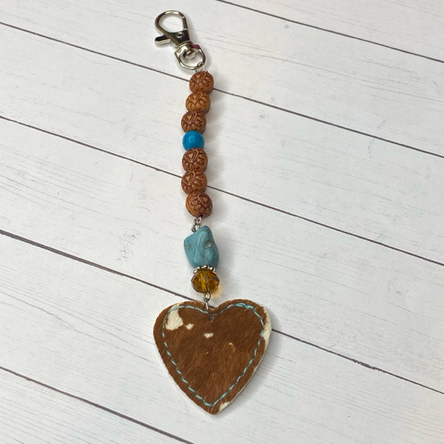 Inga Ann's Keychain Charm - Cow Hide Heart