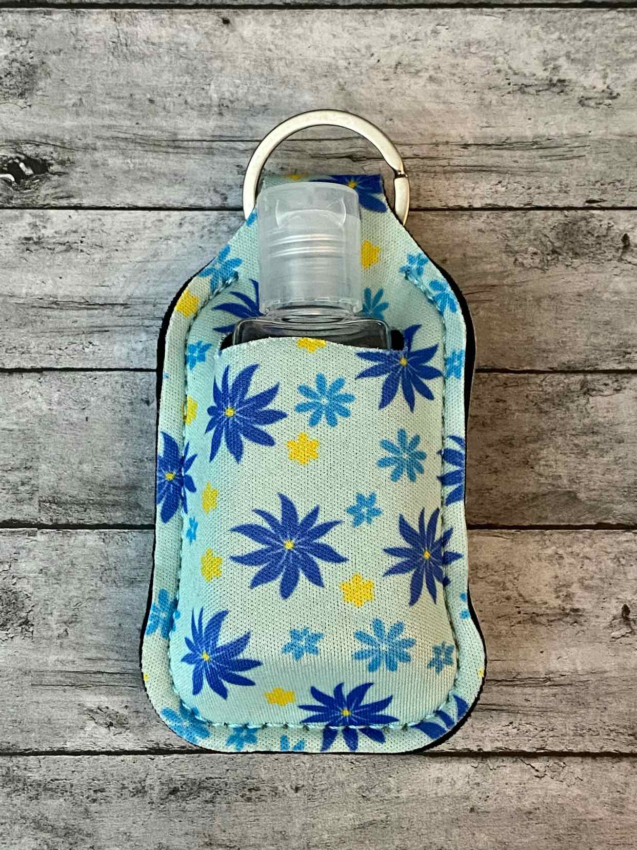 Hand Sanitizer Holder - Blue Flowers