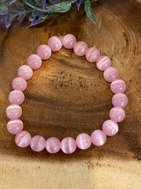 Inga Ann's Pink Cat Eye Beaded Bracelet