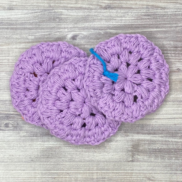 3 Cotton Face Scrubbies - Purple