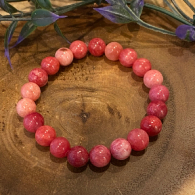 Inga Ann's Ruby Mix Jade Beaded Bracelet