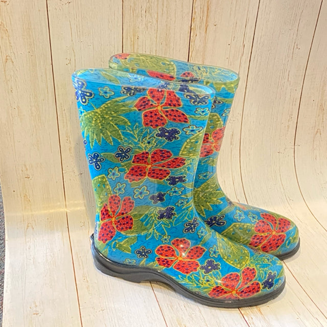 Sloggers Floral Rain Boots - Size 8