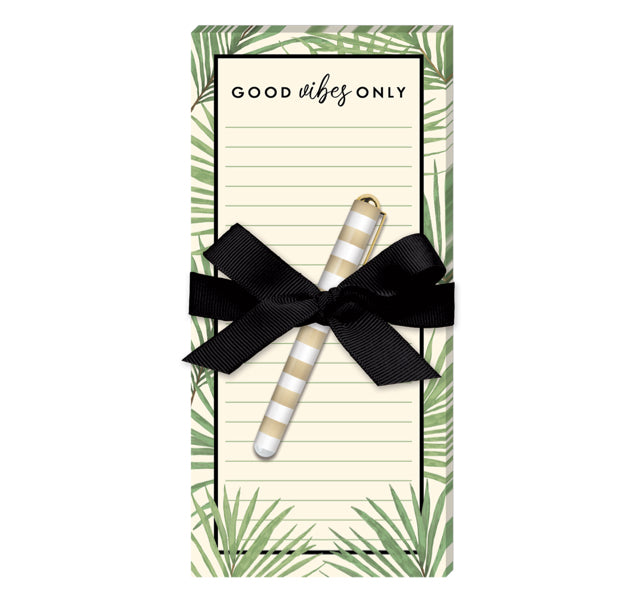 Good Vibes Only Magnetic Notepad w/Pen