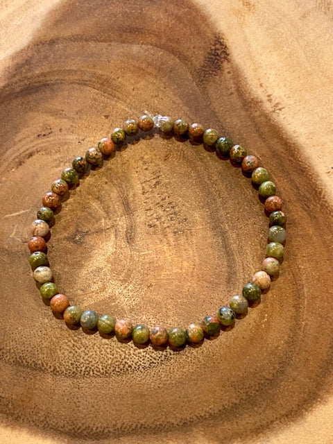 Inga Ann's Green Unakite Beaded Bracelet