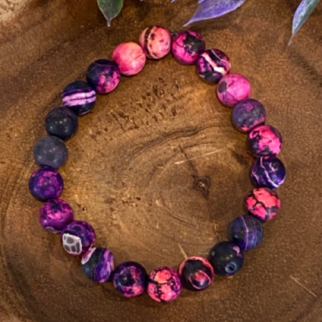 Inga Ann's Beaded Bracelet - Purple Dyed Agate