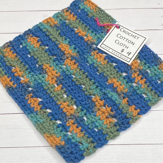 Crochet Cotton Cloth - Blues, Greens & Yellow