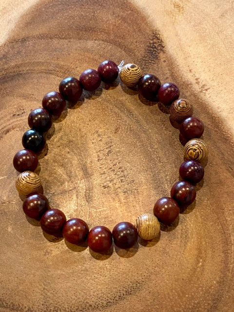 Inga Ann's Multi Dyed Wood Beaded Bracelet