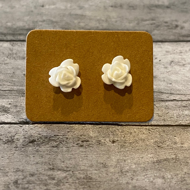 White Rose Earrings