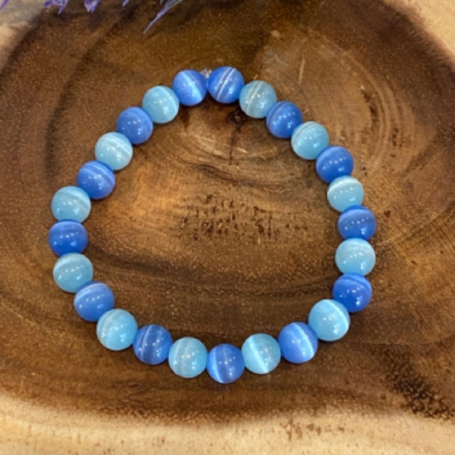 Inga Ann's Beaded Bracelet - Blue Multi Cat Eye