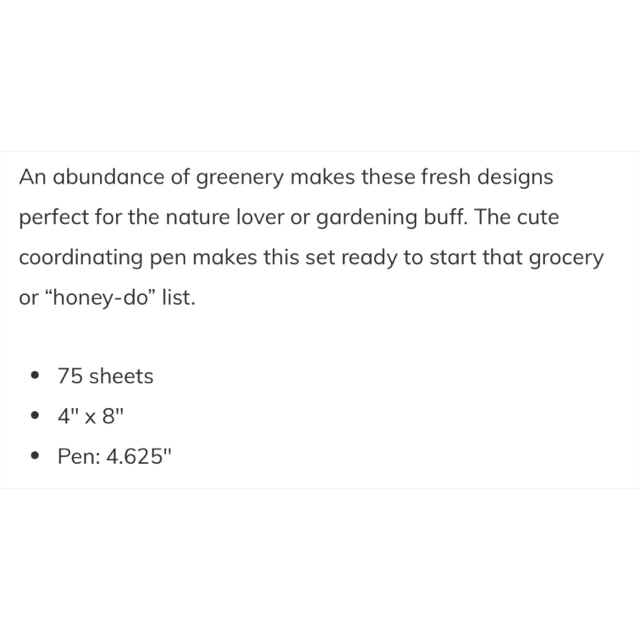 Leaf Border Die-Cut Mom's List Notepad & Pen