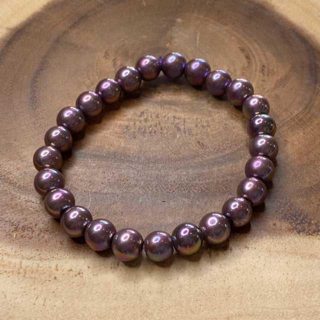 Inga Ann's Beaded Bracelet - Gray AB Coated - 8mm