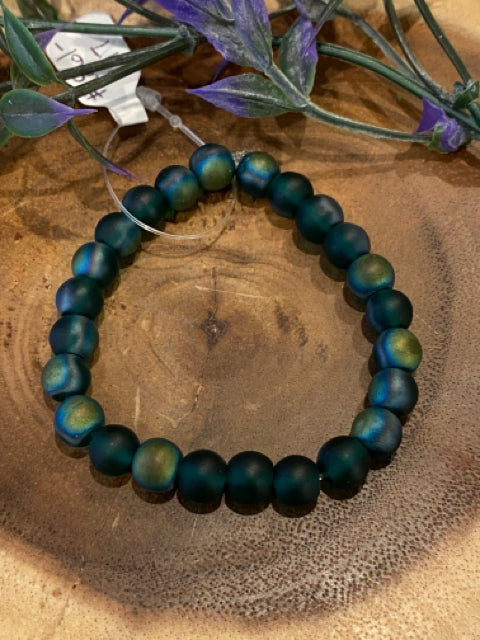 Inga Ann's Green Iridescent Beaded Bracelet