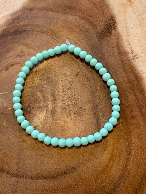 Inga Ann's Mint Matte Beaded Bracelet - 4mm Beads