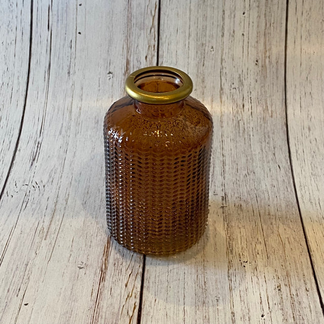 4" Amber Glass Vase