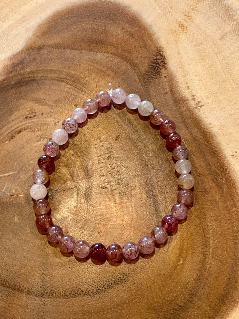 Inga Ann's Strawberry Quartz Beaded Bracelet - 6mm Beads