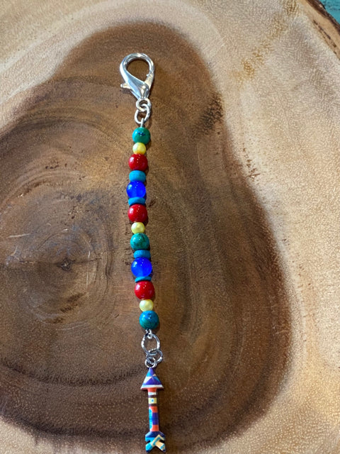 Inga Ann's Beaded Keychain Bag Charm w/Arrow Charm
