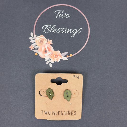 Two Blessings Earrings - Green Leaf