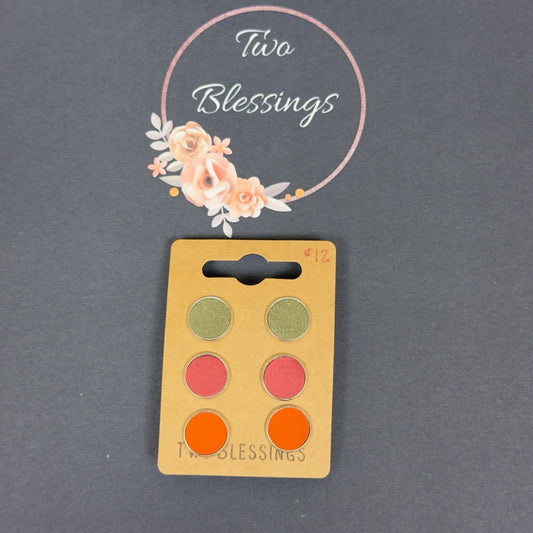 Two Blessings Earrings - 3pk - Green/Burgundy/Orange
