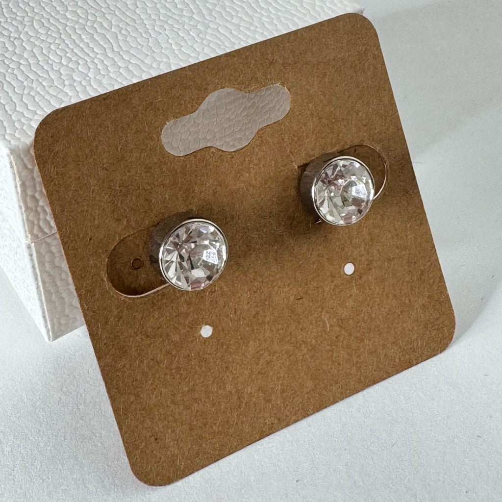 Crystal Bezel Stud Earrings