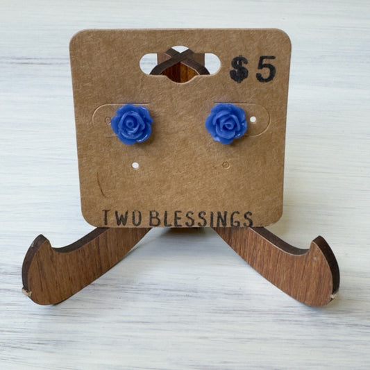Two Blessings Earrings - Flower - Blue