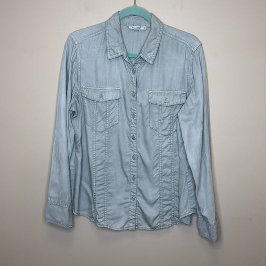 Chico's Split Cuff Denim Pocket Shirt - Size Large