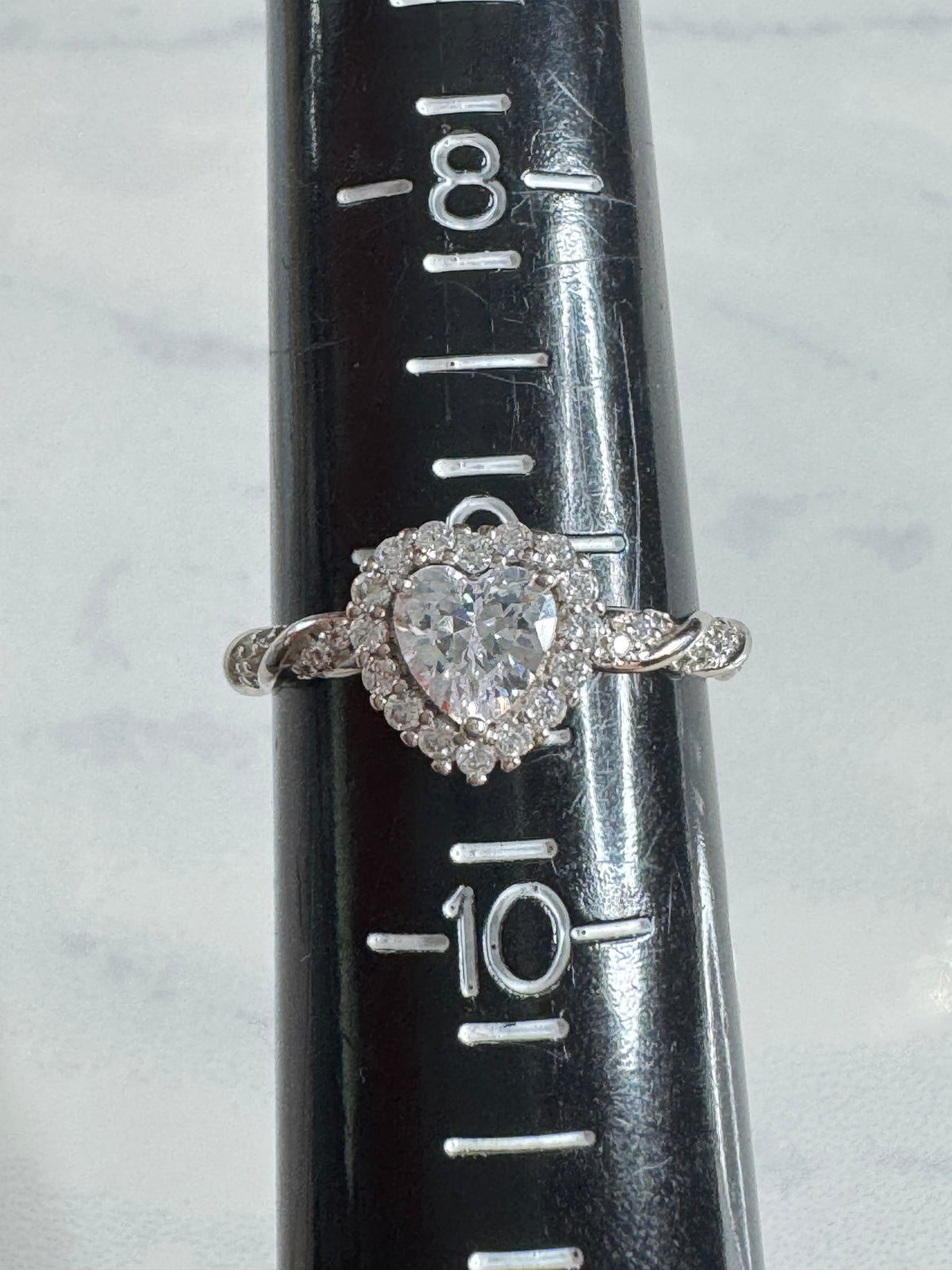 Heart-Cut Engagement Ring With Twisted Band - Size 9