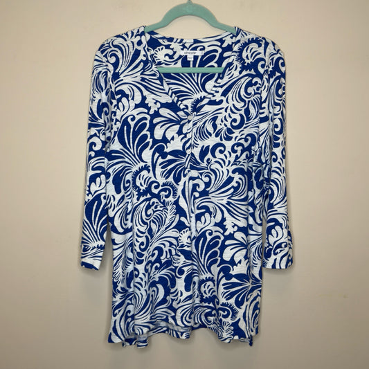 Chico's Scrolls Henley Side Slit Tunic Top - Size Large