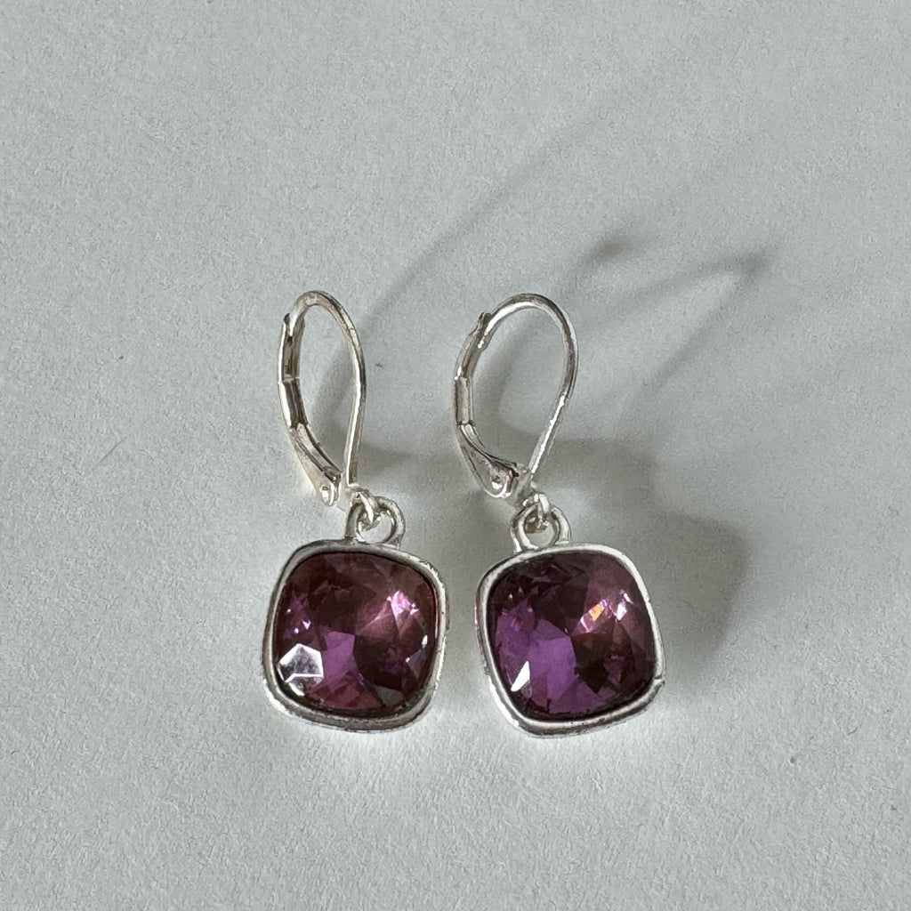 Purple Leverback Earrings