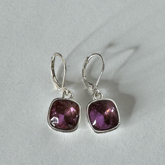 Purple Leverback Earrings