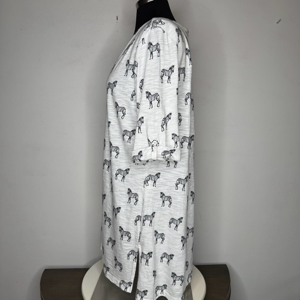 Chico's Zebra Print V-Neck Top - Size Large