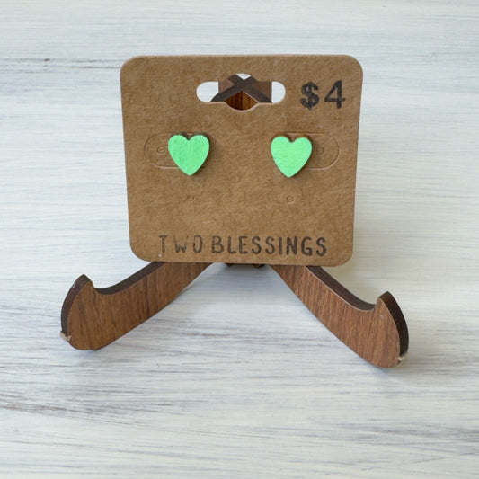 Two Blessings Earrings - Wood Earrings - Green