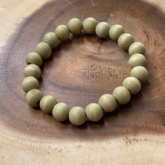 Inga Ann's Beaded Bracelet - Natural Wood - 10mm