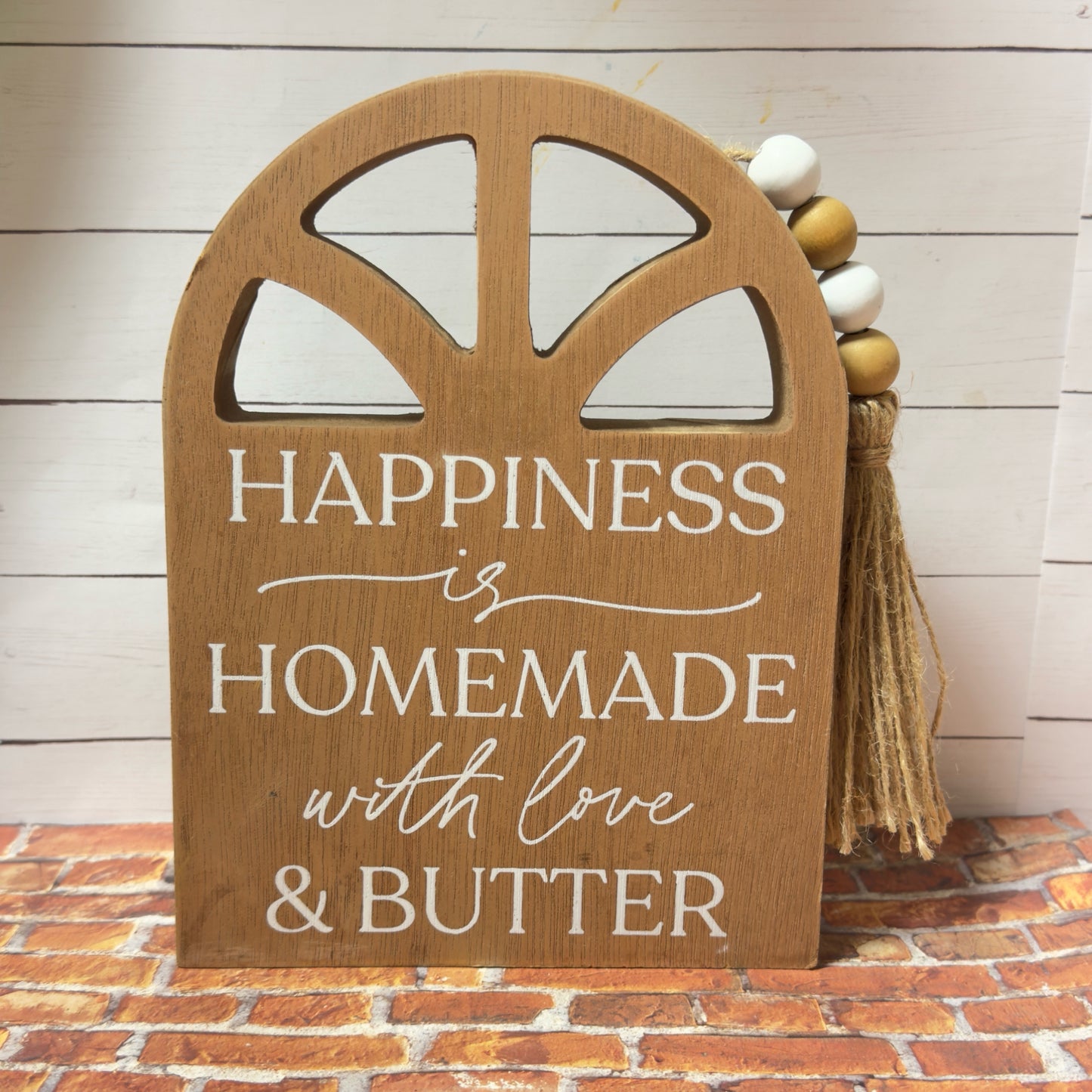 Happiness Is Homemade With Love & Butter Block Sign