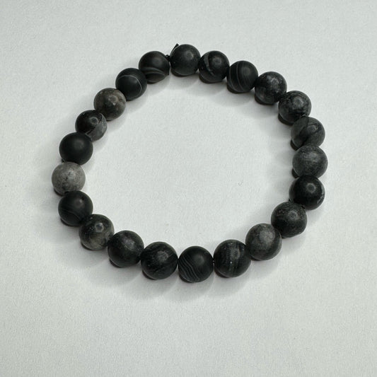 Inga Ann's Beaded Bracelet - Black Network Stone